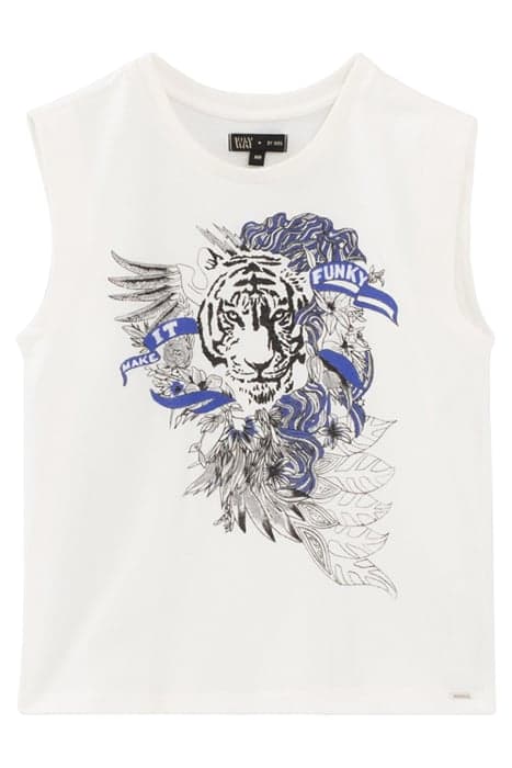 GIRLS’ OFF-WHITE TIGER IMAGE ORGANIC COTTON T-SHIRT OFF-WHIT by IKKS