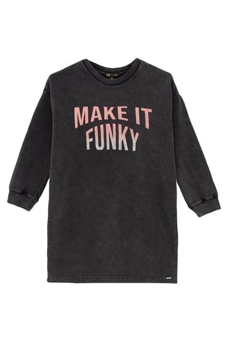 GIRLS’ USED BLACK SWEATSHIRT DRESS WITH SLOGAN GREY by IKKS