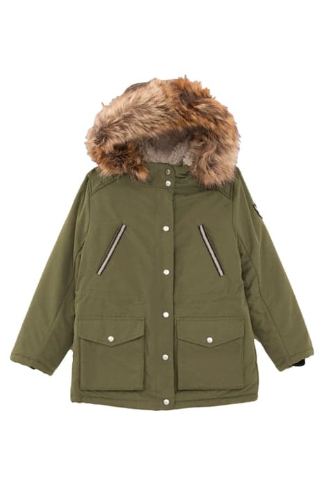 GIRLS’ KHAKI 3-IN-1 PARKA, SILVER REVERSIBLE BOMBER JACKET M by IKKS