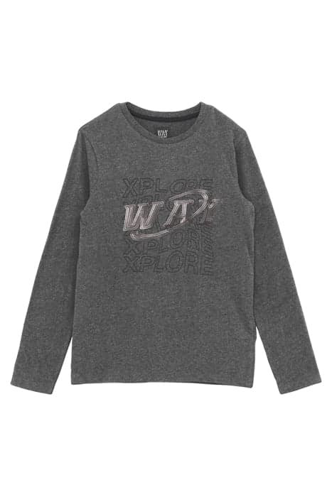 BOYS’ CHARCOAL SEQUIN LOGO ORGANIC COTTON T-SHIRT ANTHRACITE by IKKS