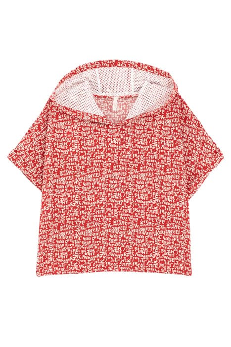 CANDY RED MINI-LETTER PRINT TOP by ICODE