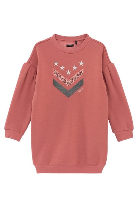 GIRLS’ ROSEWOOD EMBROIDERED CHEVRON SWEATSHIRT DRESS ROSEWOO by IKKS