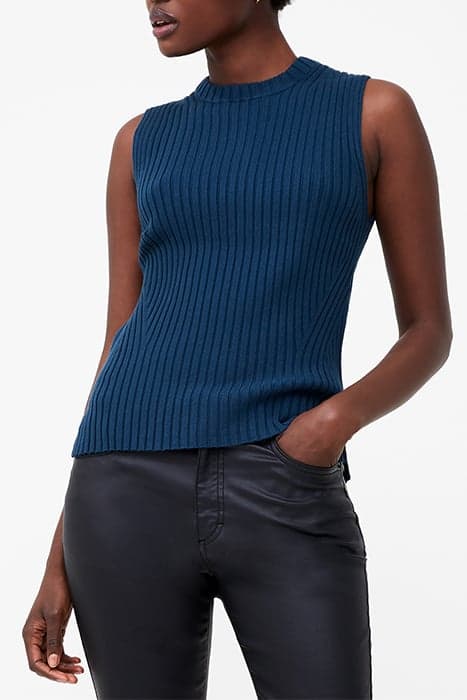 BABYSOFT RIBBED CREW NECK TANK DEEP TEAL by French Connection