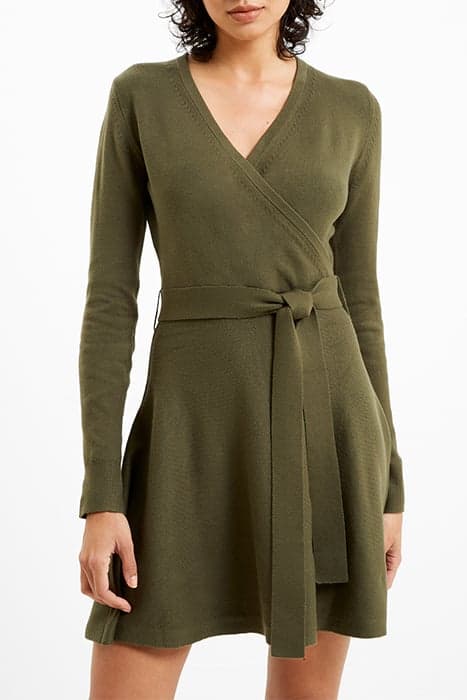 BABYSOFT WRAP MINI DRESS OLIVE NIGHT by French Connection