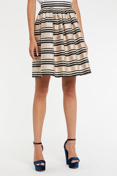 SKIRT 55CM IN BAYADERE STRIPES NOUGAT / BLACK by Paule Ka