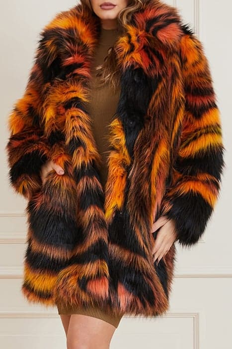 KIERRA FAUX FUR COAT NIGHT ANIMAL JACQUAR by Marciano by Guess