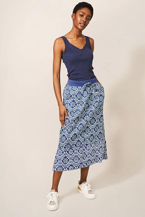 EFFIE LINEN SKIRT BLUE MLT by White Stuff