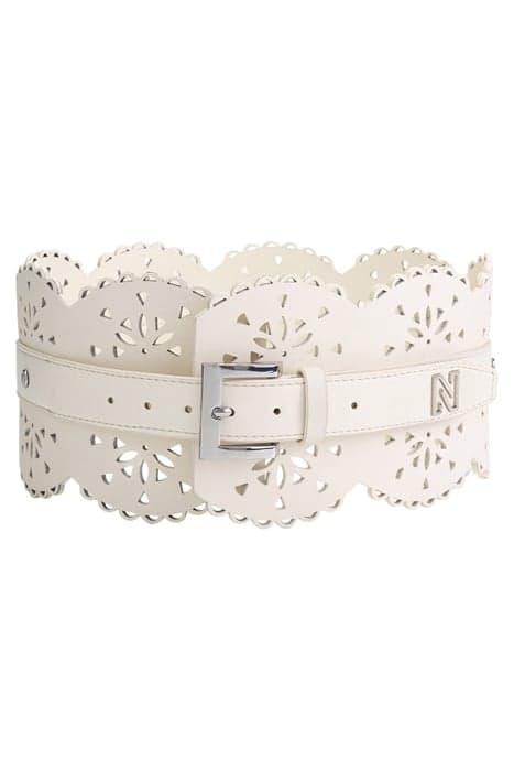 LASERCUT WAIST BELT STAR WHITE/SILVER by NIKKIE