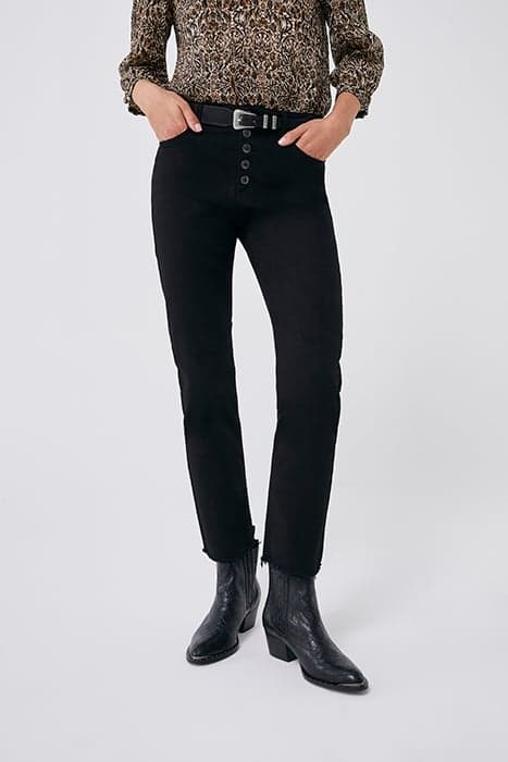 BLACK RECYCLED COTTON HIGH-WAIST STRAIGHT JEANS by IKKS