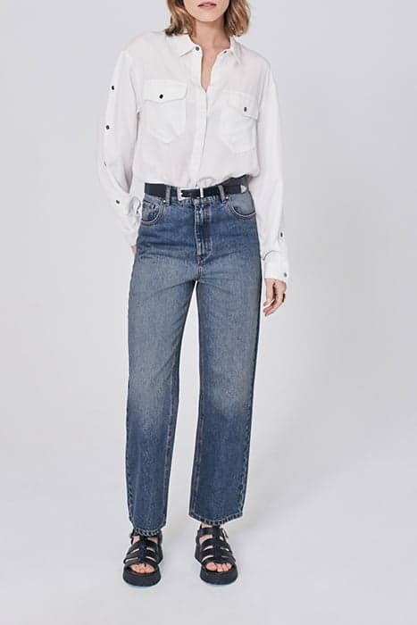 BLUE HIGH-WAIST CROPPED MOM JEANS by IKKS