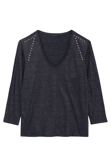 NAVY STUDDED FOIL LINEN T-SHIRT by IKKS