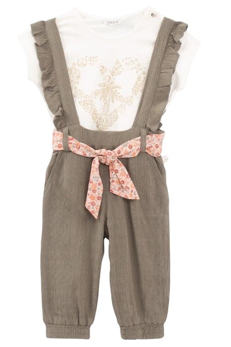 BABY GIRLS’ KHAKI DUNGAREES & T-SHIRT OUTFIT by IKKS