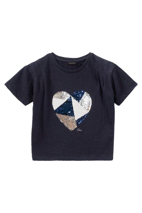 GIRLS' INDIGO REVERSIBLE SEQUIN HEART T-SHIRT by IKKS