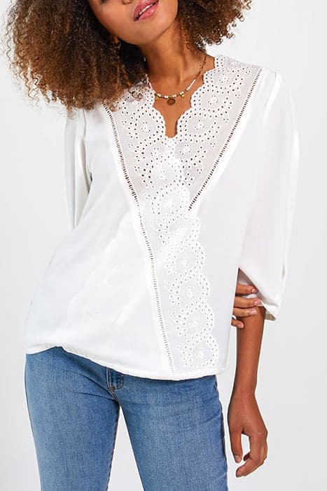 OFF-WHITE EYELET EMBROIDERY BLOUSE by ICODE