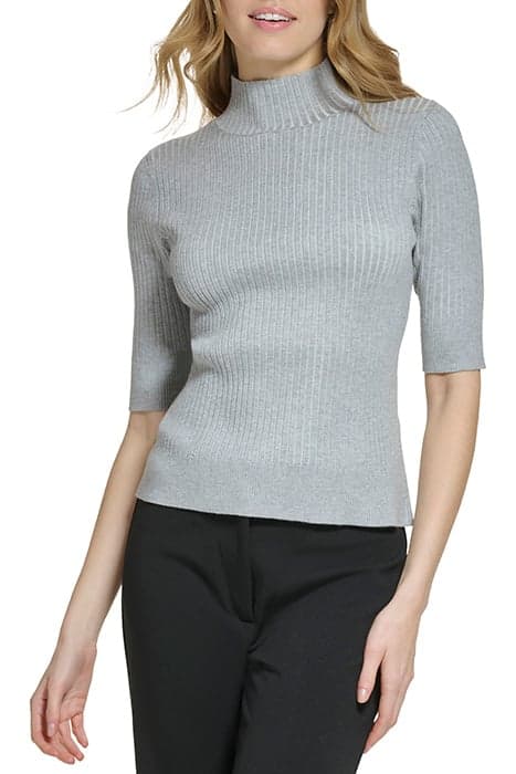 MOCKNECK RIB KNIT FLNT HTHR/IVRY by DKNY