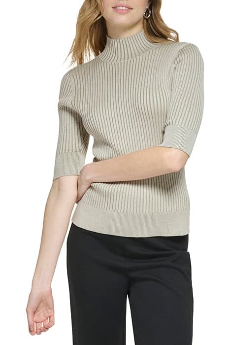 MOCKNECK RIB KNIT LT FATG/PEB by DKNY