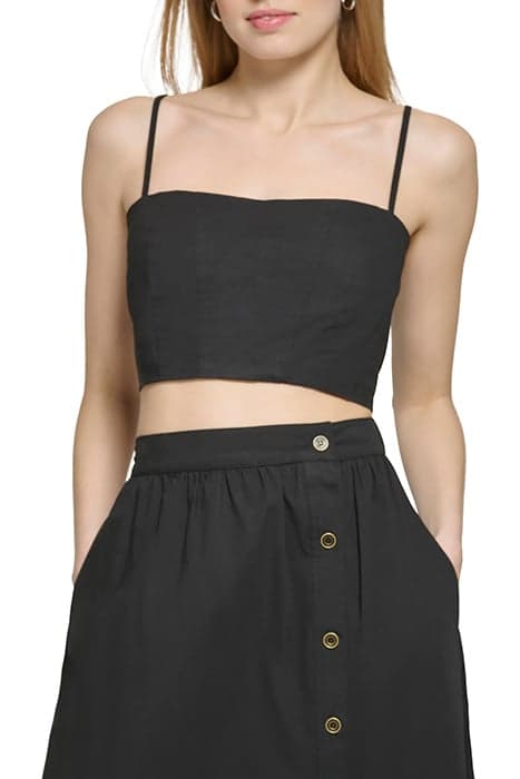 S/L POPLIN CROP TOP BLACK by DKNY