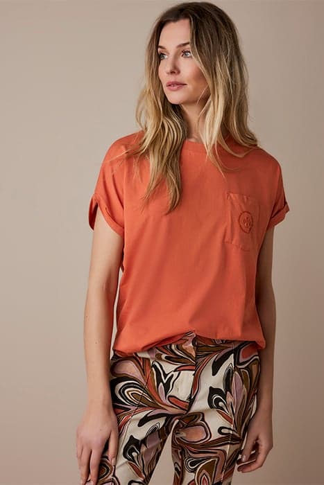 TOP SHORT SLEEVES COTTON SINGLE JERSEY WARM APRICOT by Summum Woman