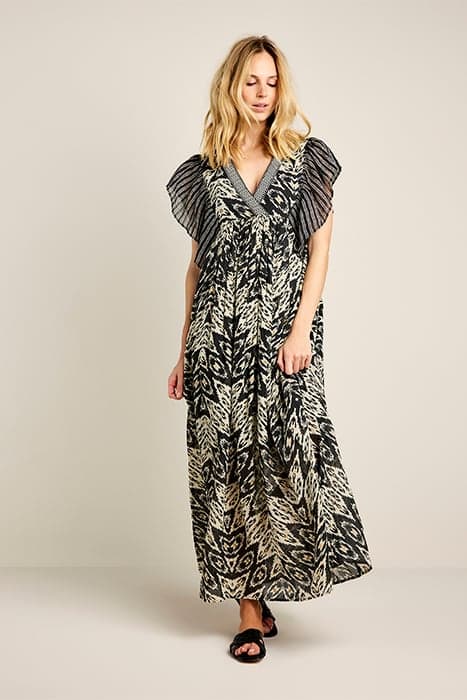 DRESS TWO COLOR IKAT PRINT BLACK by Summum Woman