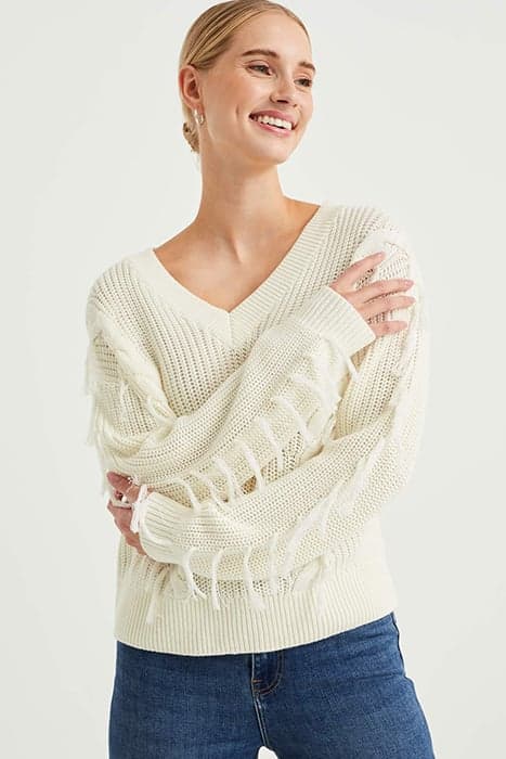 KNITTED PULLOVER OFF-WHITE by WE Fashion