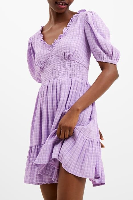 BIRCH PUFF SLEEVE DRESS SHEER LILAC by French Connection