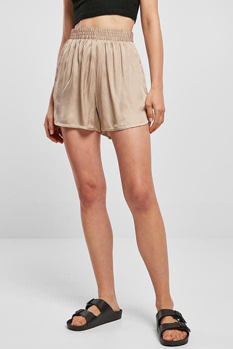 LADIES VISCOSE SATIN RESORT SHORTS SOFTTAUPE by Urban Classics