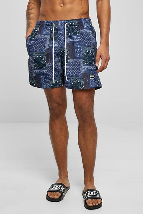 PATTERN SWIM SHORTS NAVY BANDANA AOP by Urban Classics