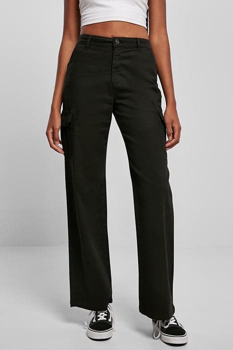 LADIES HIGH WAIST STRAIGHT CARGO PANTS BLACK by Urban Classics