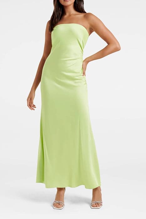 AVERY SATIN STRAPLESS DRESS BUTTERFLY LIME by Forever New