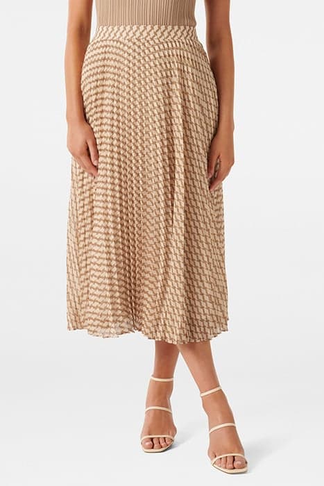 HAILEE PLEATED SKIRT TAN PORTER GEO by Forever New