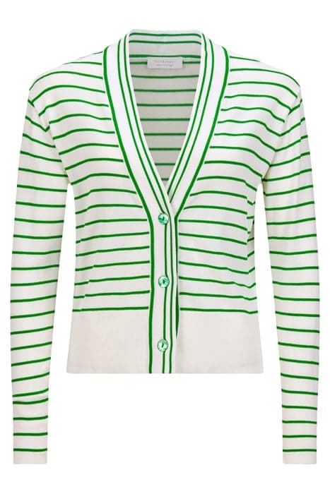 STRIPED V-NECK CARDIGAN SPRING BOUQUET GREEN by Rich & Royal