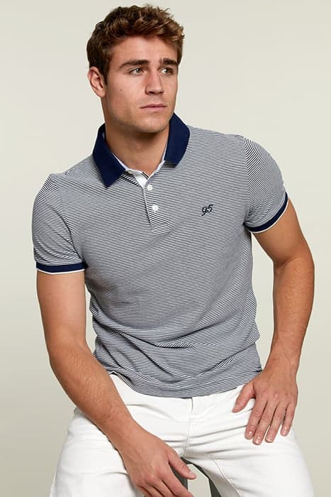 CUSTOM FIT STRIPED POLO NATURAL by River Woods