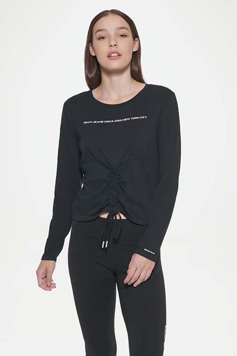 L/S CREWNECK DRAWSTR BLACK by DKNY