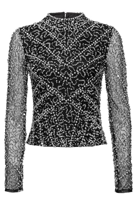 JACOBINIA BLUSA TULLE RICAMO F BLACK/SILVER by PINKO