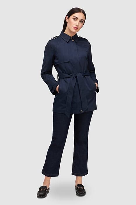 SHORT TRENCH COAT WITH BELT BLUE by Oltre