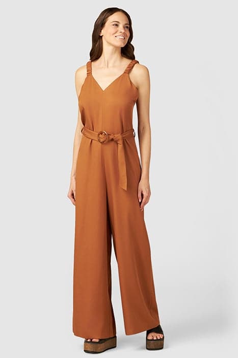 FLOWING JUMPSUIT IN LYOCELL BROWN by Oltre