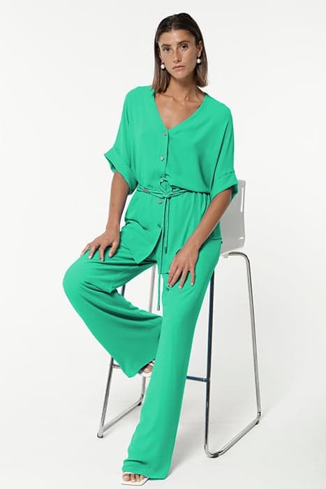 CHIFFON FALDER SHIRT GREEN by OKY