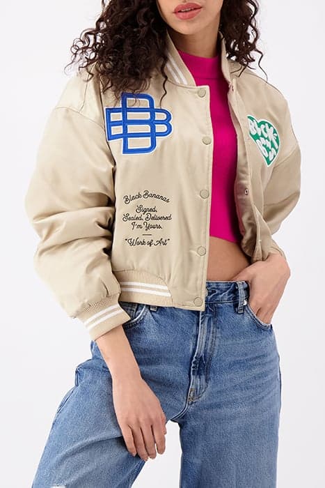 MONOGRAM BOMBER JACKET SAND by Black Bananas