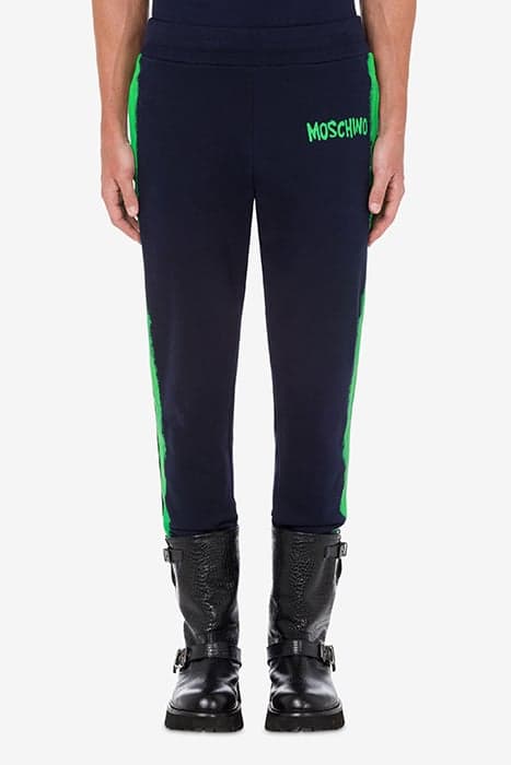 MOSCHINO PAINT ORGANIC FLEECE JOGGERS BLUE by Moschino