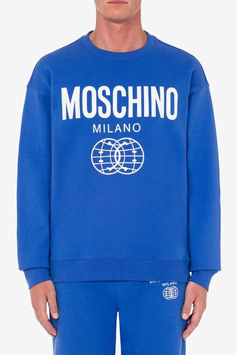 DOUBLE SMILEY® WORLD ORGANIC COTTON SWEATSHIRT BLUE by Moschino