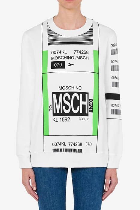 MOSCHINO AIRPORT TAG SWEATSHIRT WHITE by Moschino