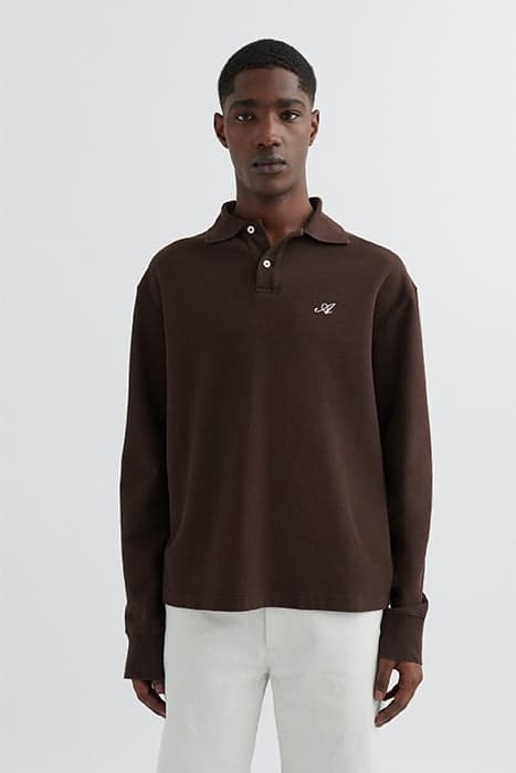 SIGNATURE POLO SHIRT DARK BROWN by Axel Arigato