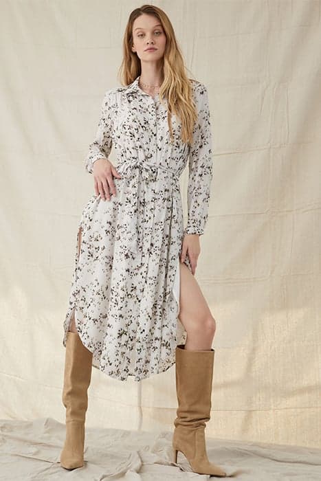 MIDI ROUND HEM SHIRT DRESS PAINTED DITSY FLORAL PRINT by Bella Dahl