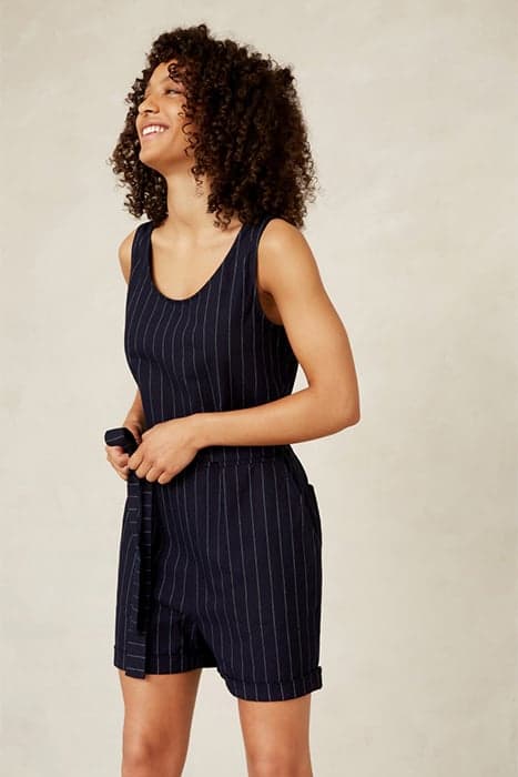 LOUISE PLAYSUIT INDIGO STRIPE HEMP by Kings Of Indigo