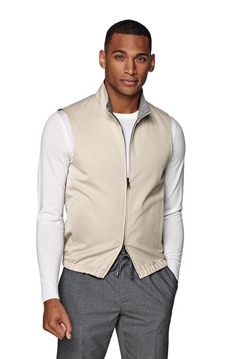 BODYWARMER-OFFWHITE LIGHT BROWN by Suitsupply