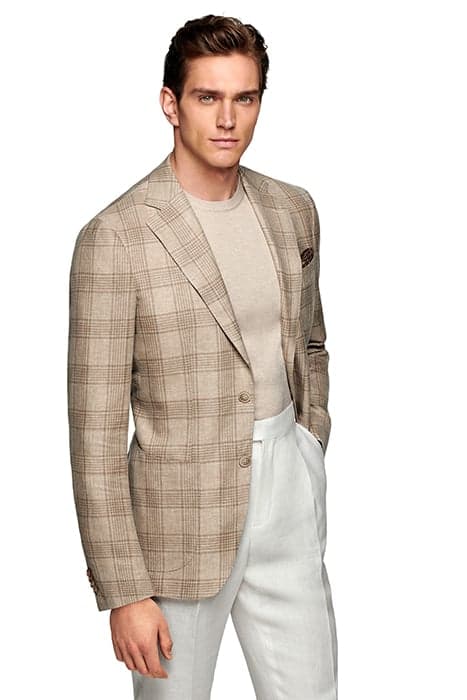 JACKET-L.BROWN-CHECK MID BROWN by Suitsupply