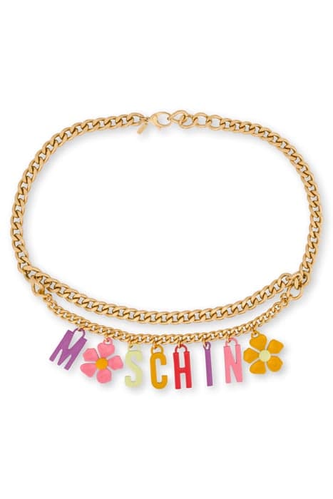 FLOWER LETTERING CHARM CHAIN BELT GOLD by Moschino