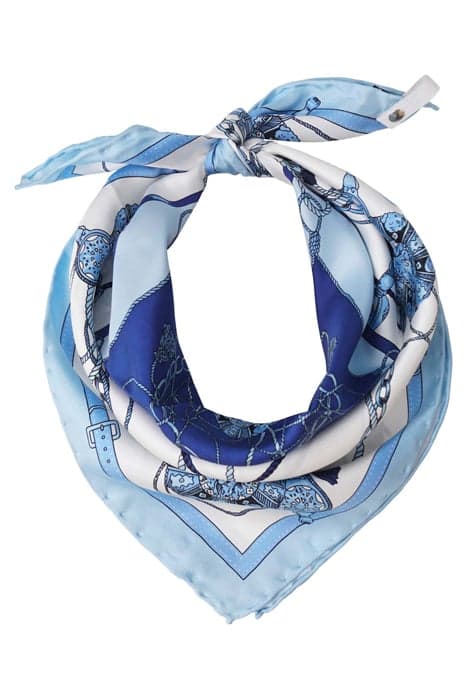 SILK SQUARED SCARF LIGHT JEANS BLUE, JEANS by Mucho Gusto