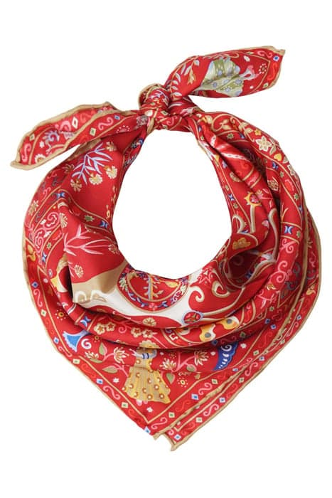 SILK SQUARED SCARF RED FLORAL RED by Mucho Gusto