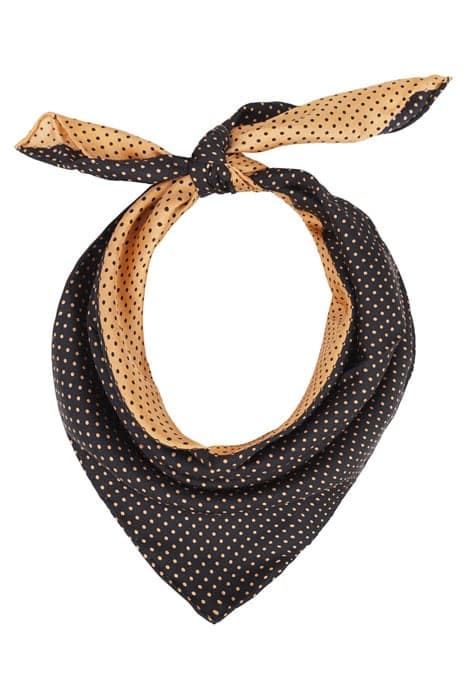 SILK SQUARED SCARF CAMEL BLACK DOTS CAMEL, BLACK by Mucho Gusto